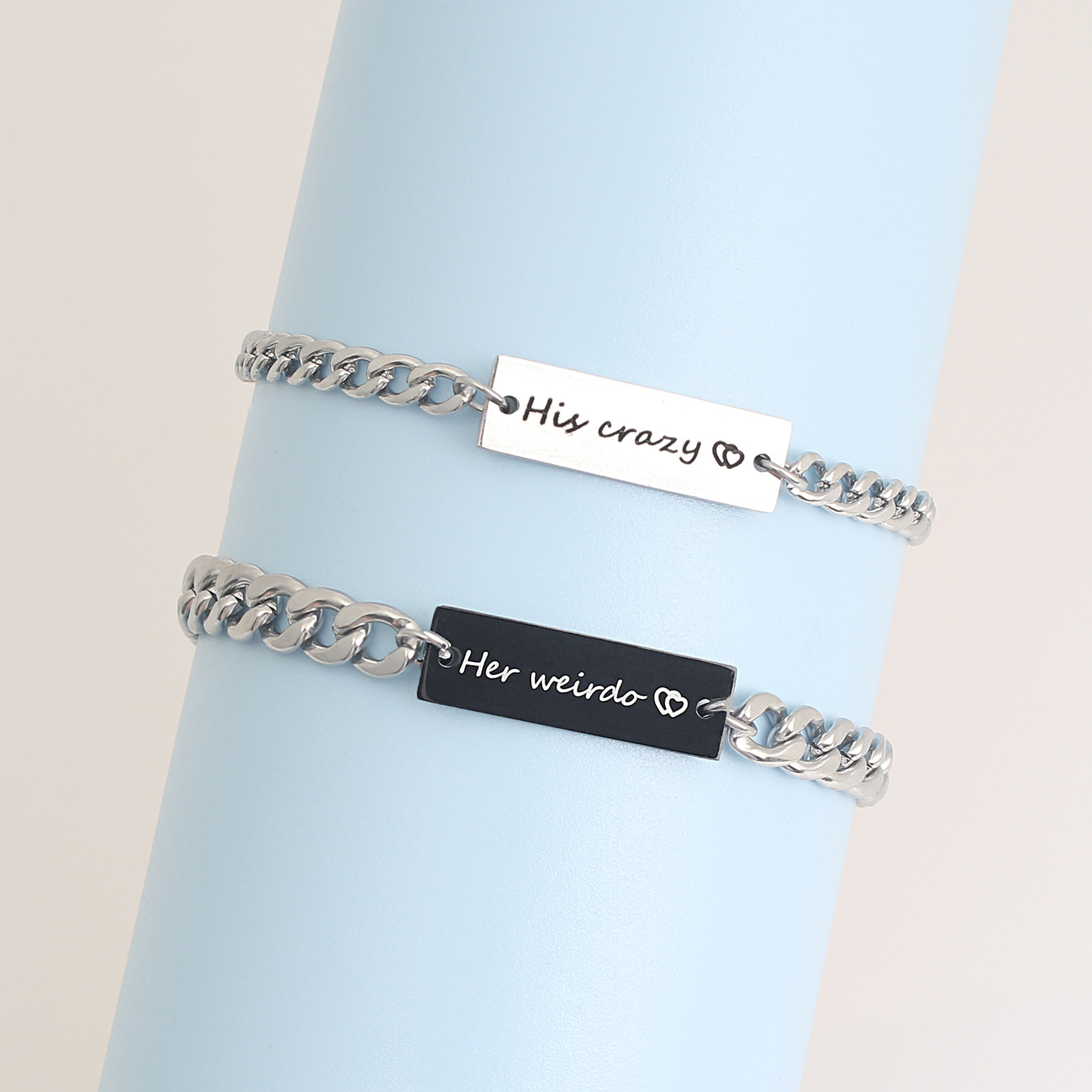 Style Simple Lettre Acier Inoxydable Nylon Fait Main Coupler Bracelets display picture 8