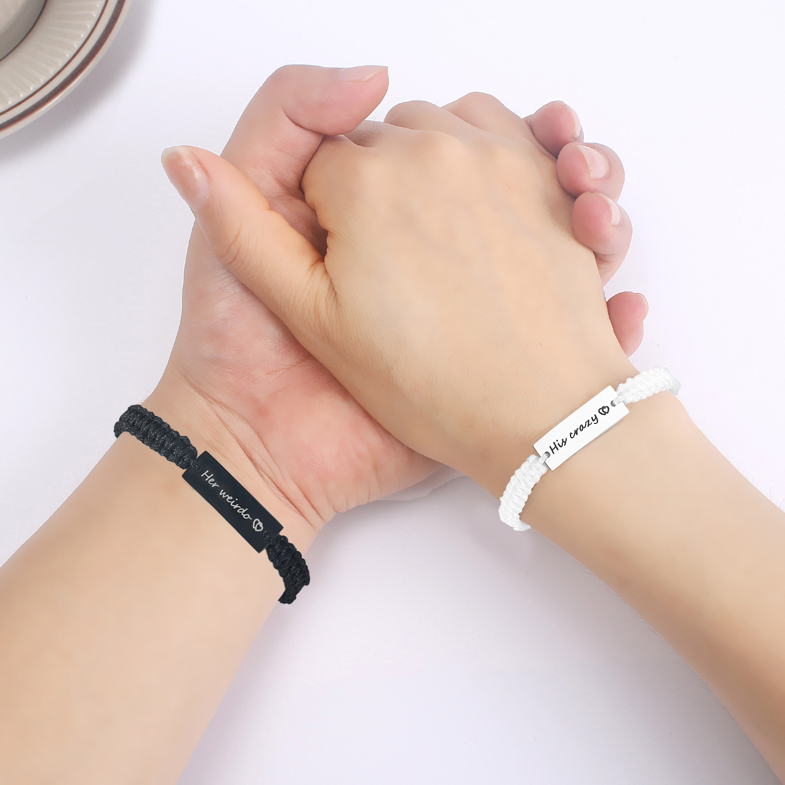 Simple Style Letter Stainless Steel Nylon Handmade Couple Bracelets display picture 9