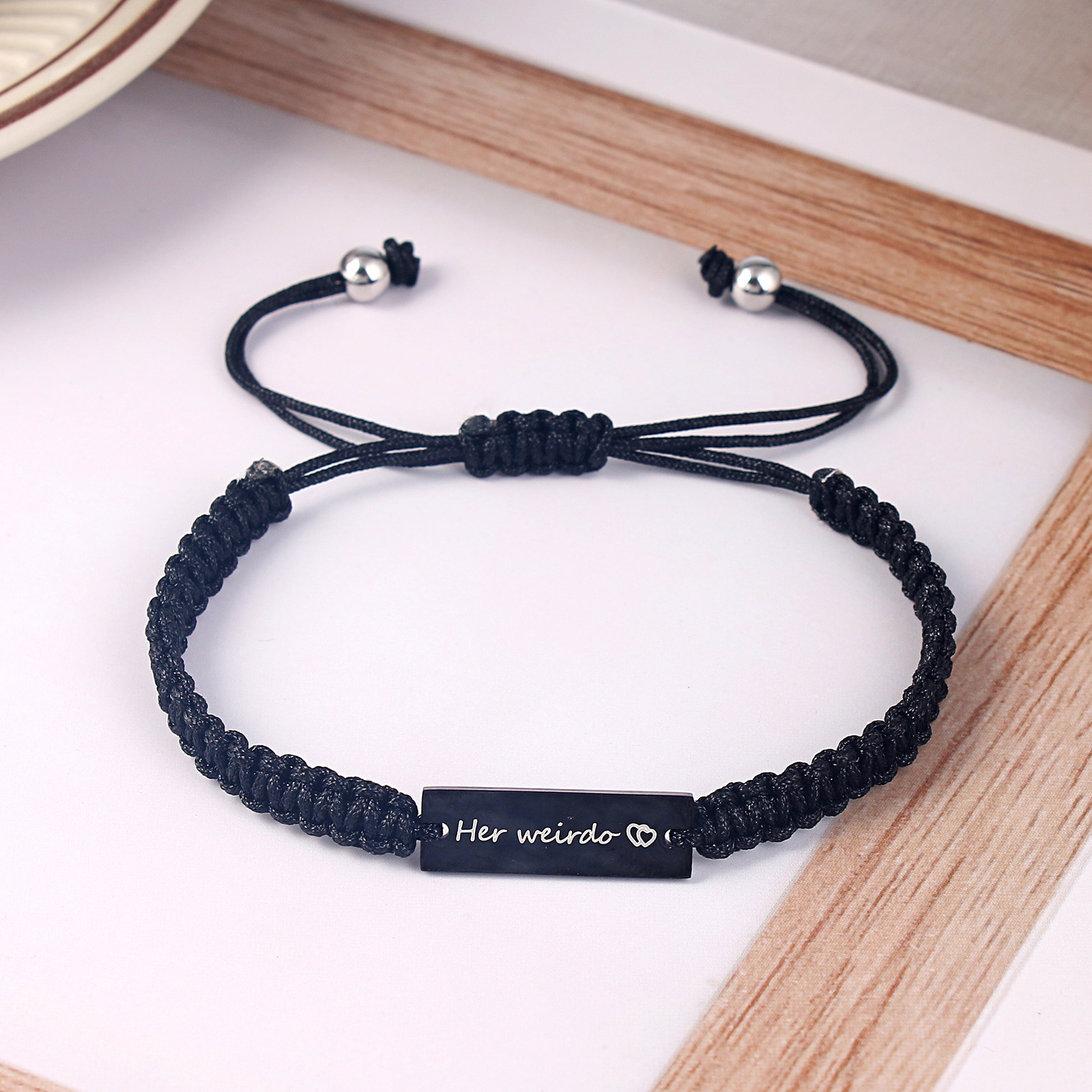 Simple Style Letter Stainless Steel Nylon Handmade Couple Bracelets display picture 13