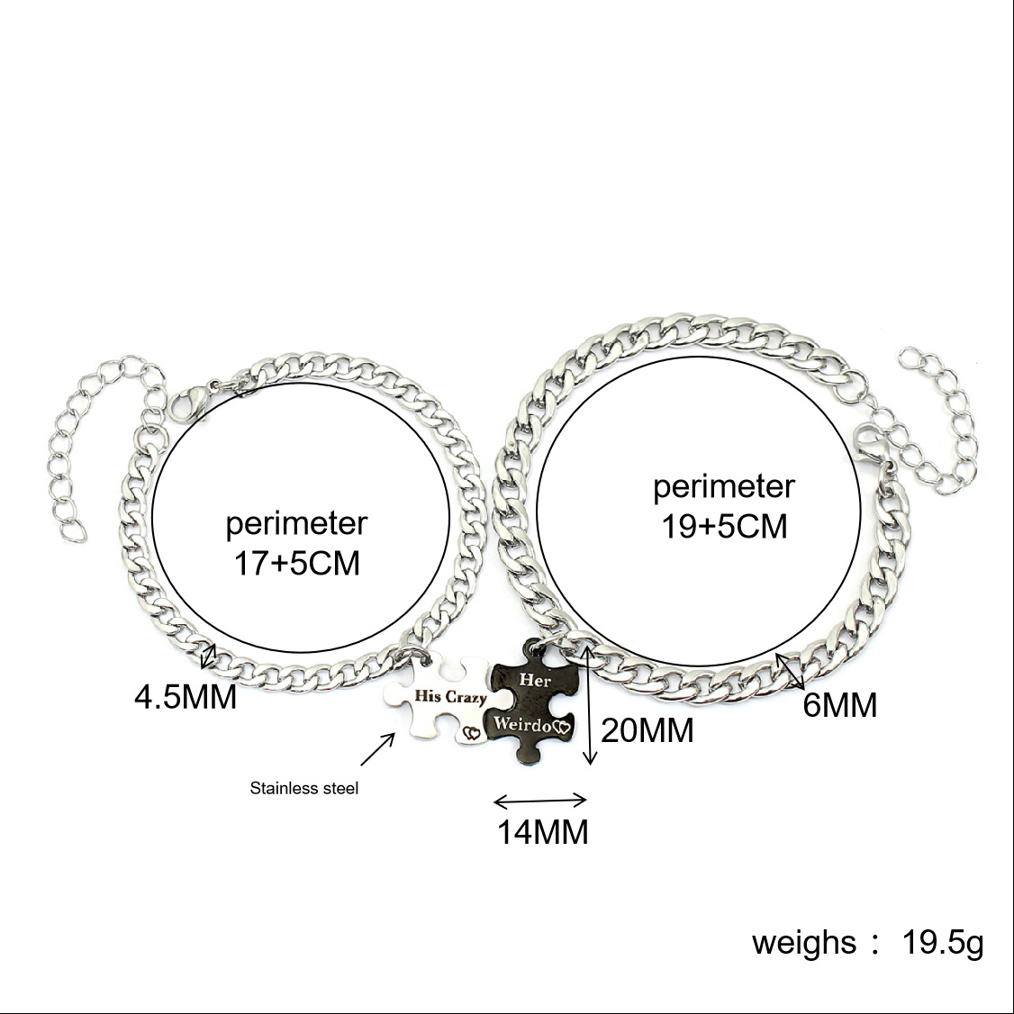Décontractée Géométrique Lettre Acier Inoxydable Coupler Bracelets display picture 1