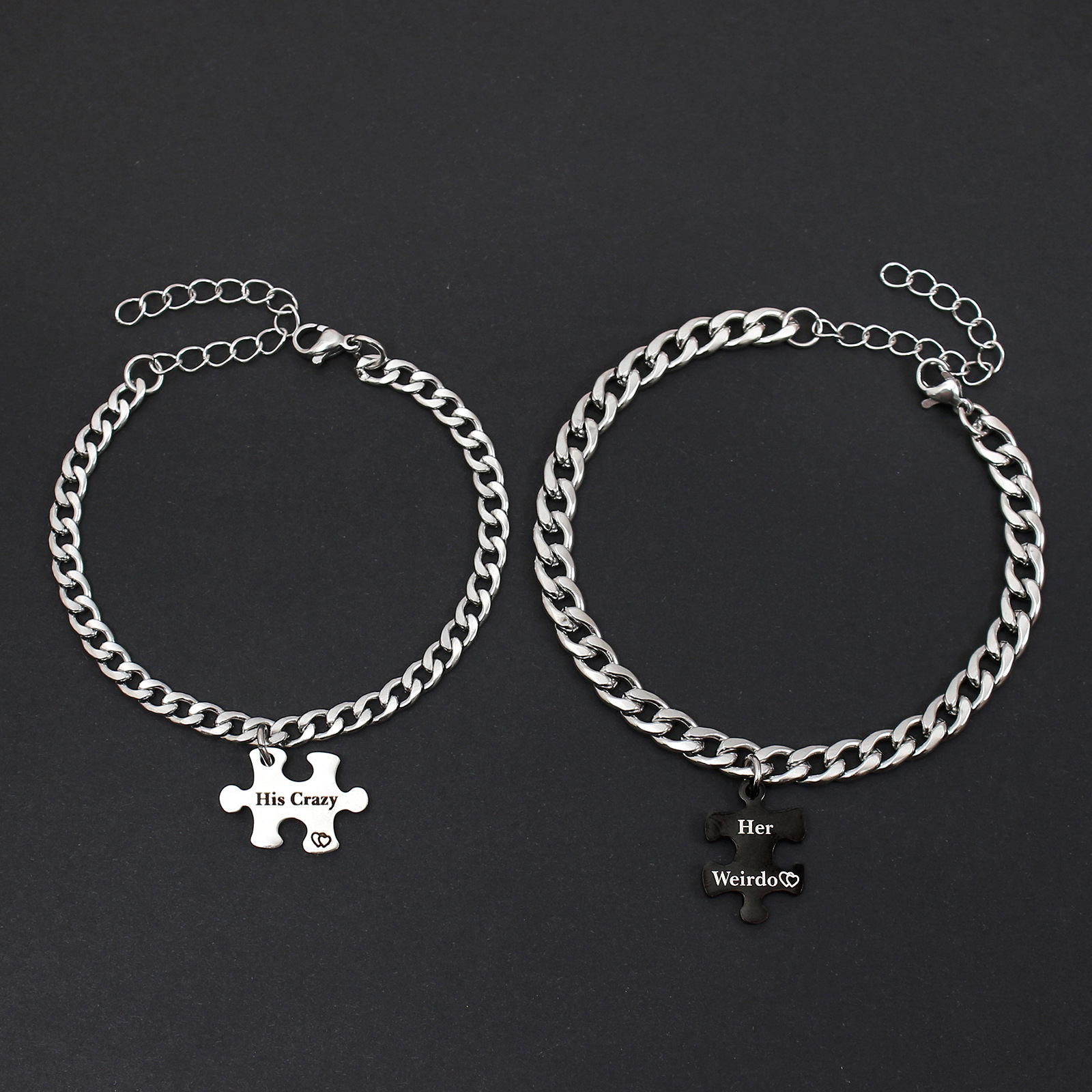 Casual Geometric Letter Stainless Steel Couple Bracelets display picture 9