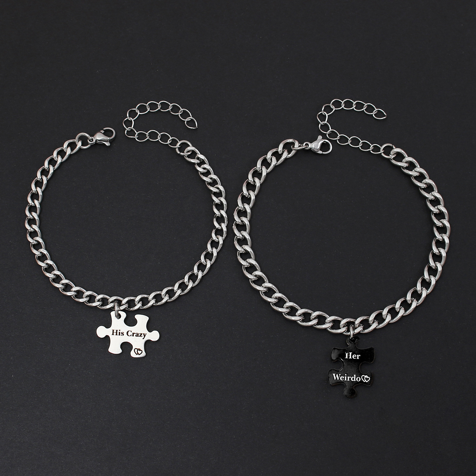 Casual Geometric Letter Stainless Steel Couple Bracelets display picture 12