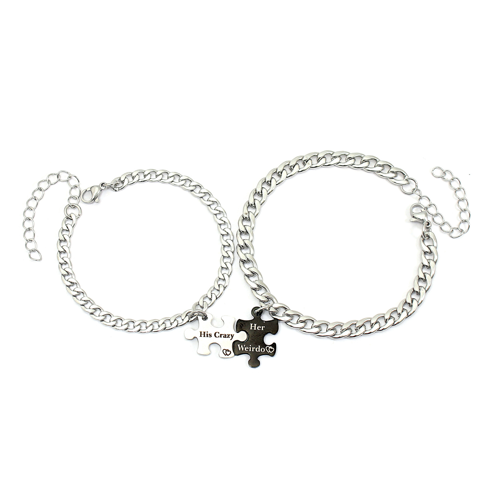 Casual Geometric Letter Stainless Steel Couple Bracelets display picture 19