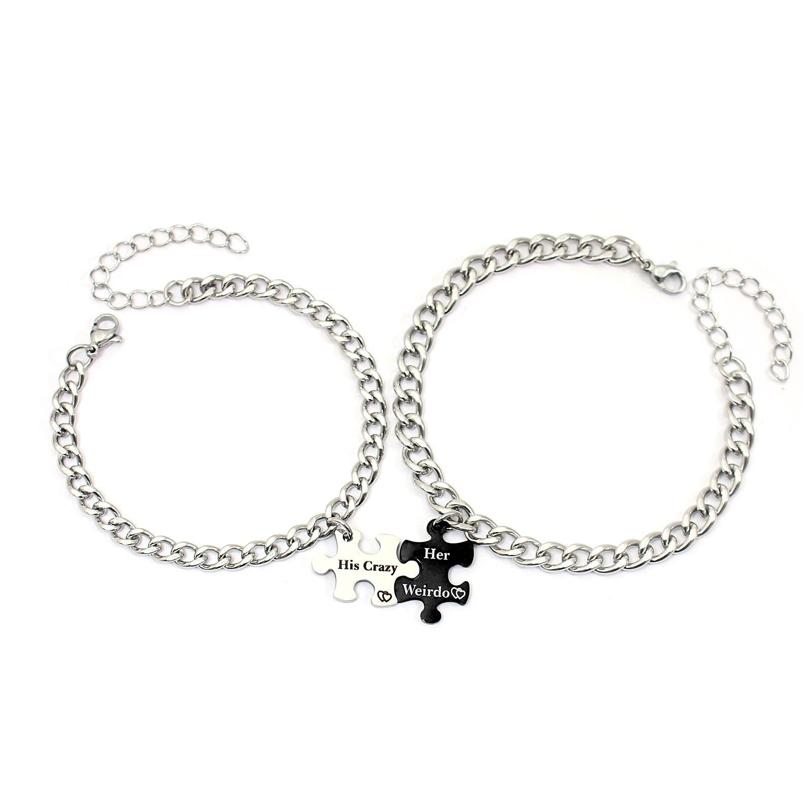 Casual Geometric Letter Stainless Steel Couple Bracelets display picture 20