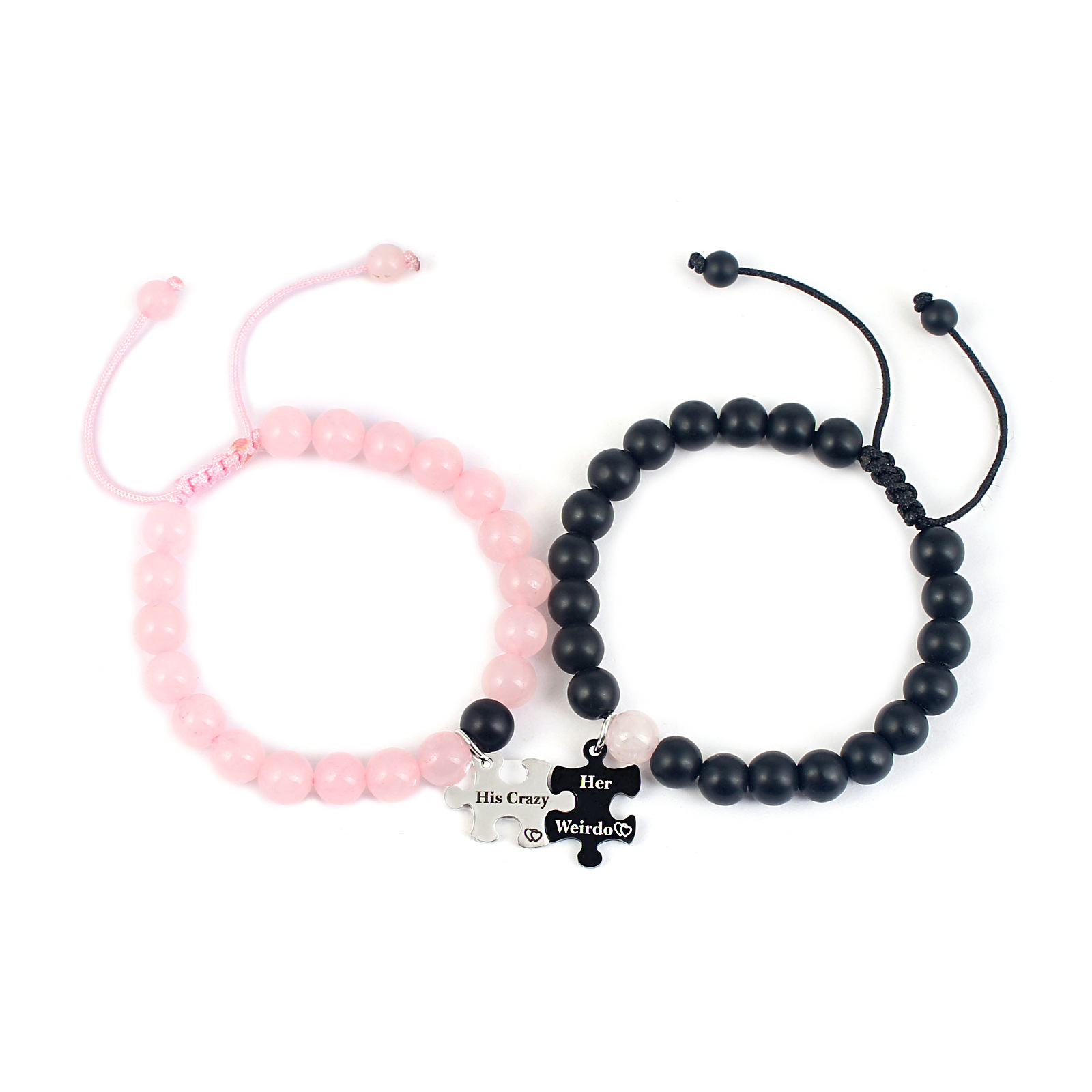 Casual Letter Jigsaw Stainless Steel Natural Stone Beaded Handmade Couple Bracelets display picture 23