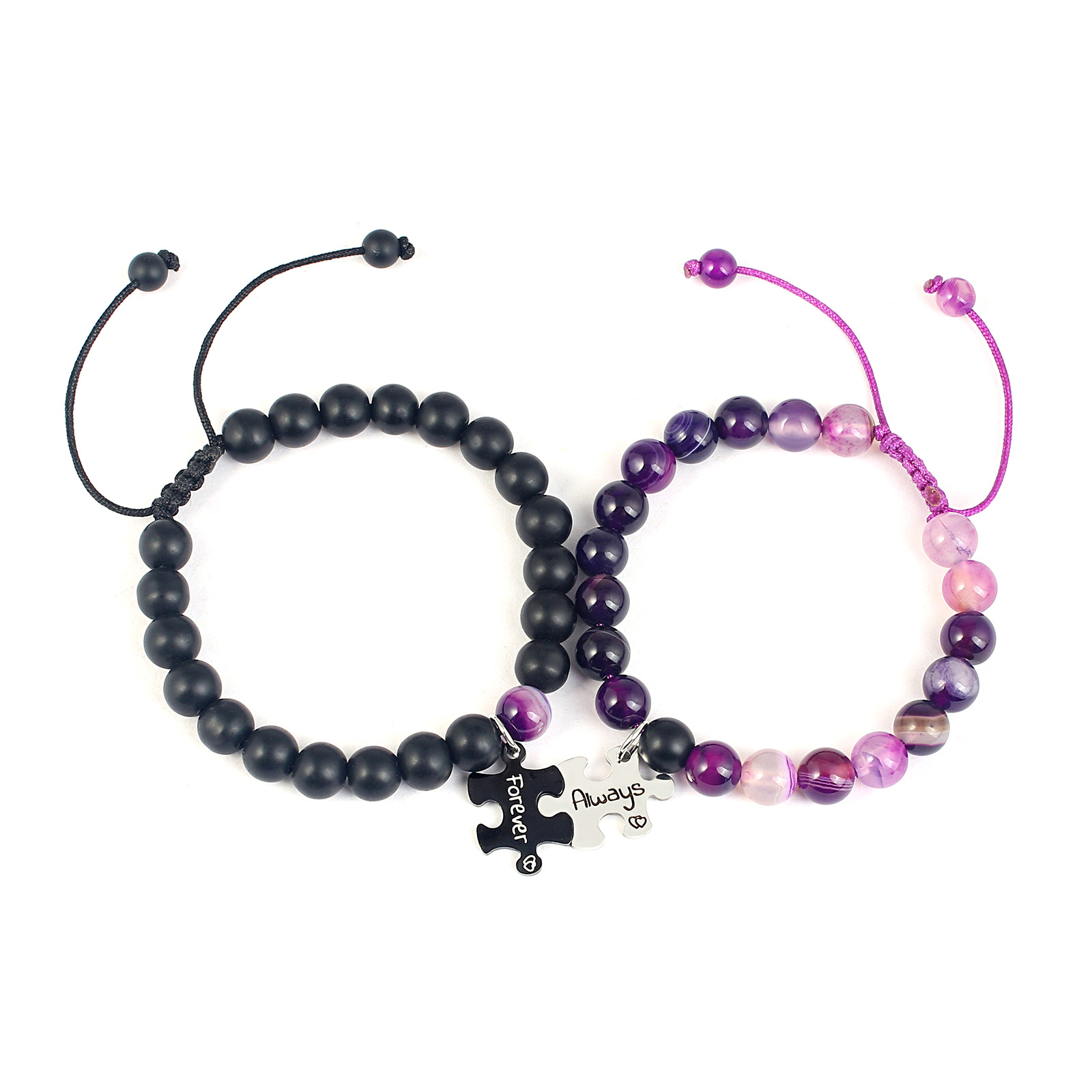 Casual Letter Jigsaw Stainless Steel Natural Stone Beaded Handmade Couple Bracelets display picture 28