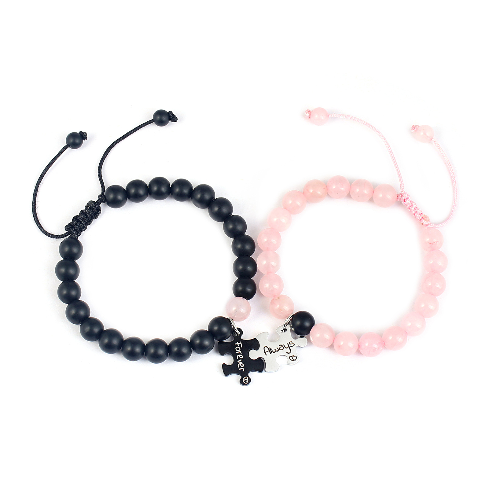Casual Letter Jigsaw Stainless Steel Natural Stone Beaded Handmade Couple Bracelets display picture 29