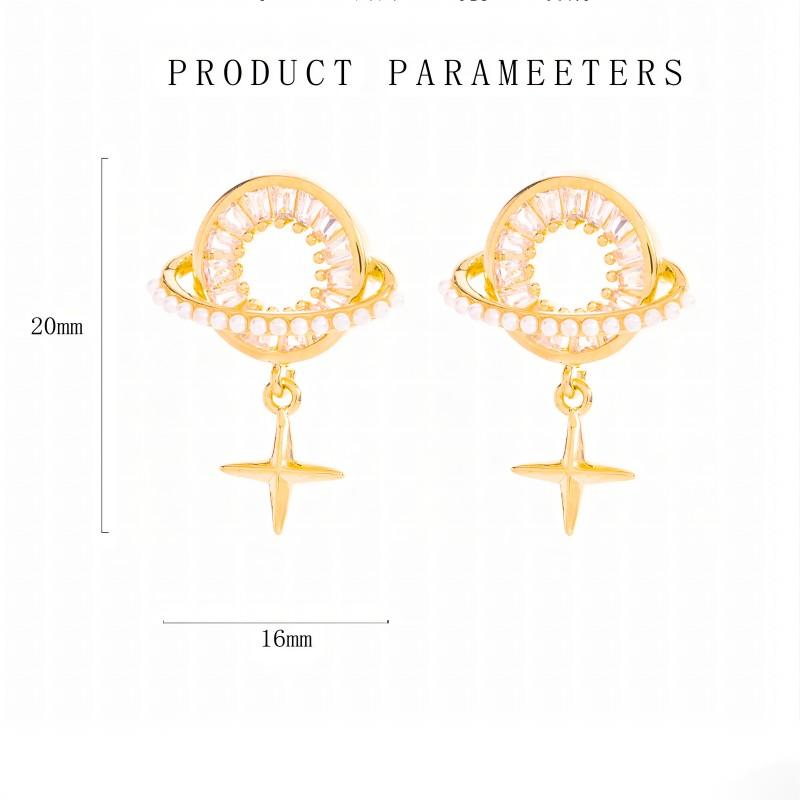 Wholesale Jewelry Luxurious Romantic Sweet Star Moon Copper Alloy Artificial Pearls Zircon 18k Gold Plated Plating Hollow Out Inlay Drop Earrings display picture 1