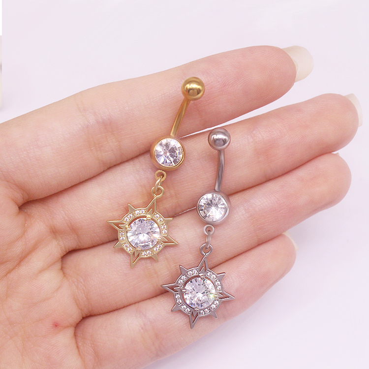 Simple Style Heart Shape Cat Butterfly Stainless Steel Sequin Copper White Gold Plated Gold Plated Rhinestones Zircon Belly Ring In Bulk display picture 16