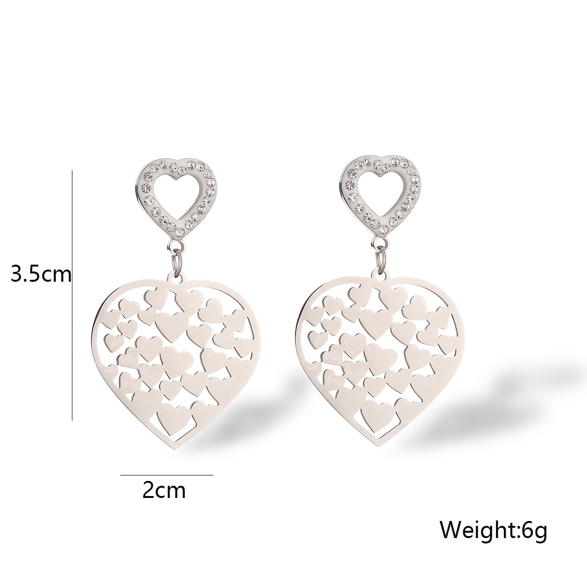 1 Pair Vintage Style Simple Style Heart Shape Plating Hollow Out Inlay 304 Stainless Steel Zircon 18K Gold Plated Drop Earrings display picture 1