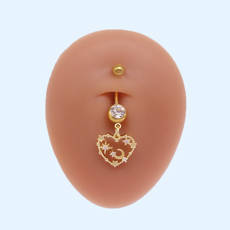 Simple Style Heart Shape Cat Butterfly Stainless Steel Sequin Copper White Gold Plated Gold Plated Rhinestones Zircon Belly Ring In Bulk display picture 10