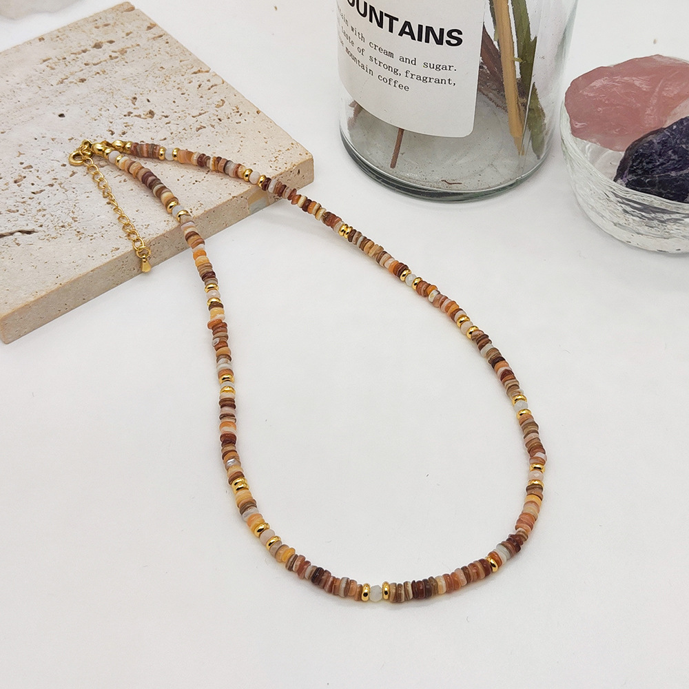 Niche Ins Style Necklace Women's All-match Dopamine Natural Shell Hand-woven Beads Retro Twin Clavicle Chain display picture 3