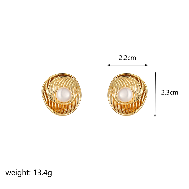 1 Paire Style Simple Commuer Couleur Unie Couches Placage Incruster Le Cuivre Perle Plaqué Or 18k Boucles D'oreilles display picture 1