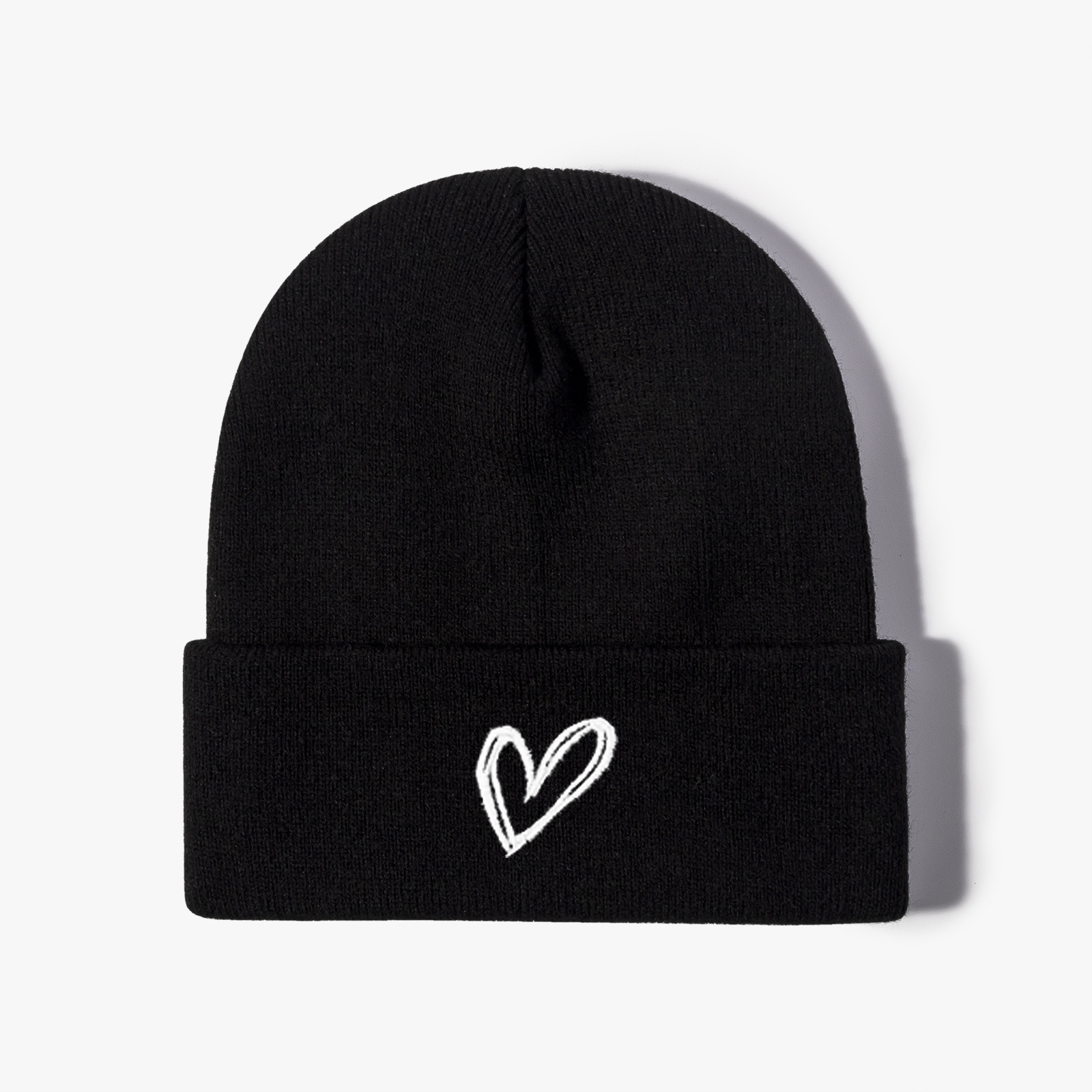 Unisex Casual Simple Style Heart Shape Embroidery Eaveless Beanie Hat display picture 3