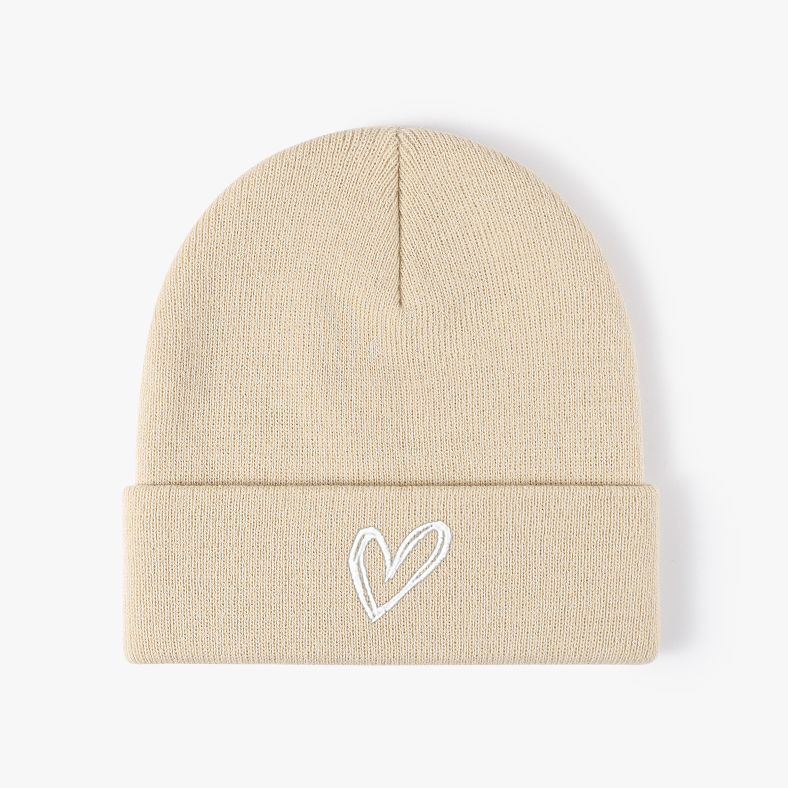 Unisex Casual Simple Style Heart Shape Embroidery Eaveless Beanie Hat display picture 4