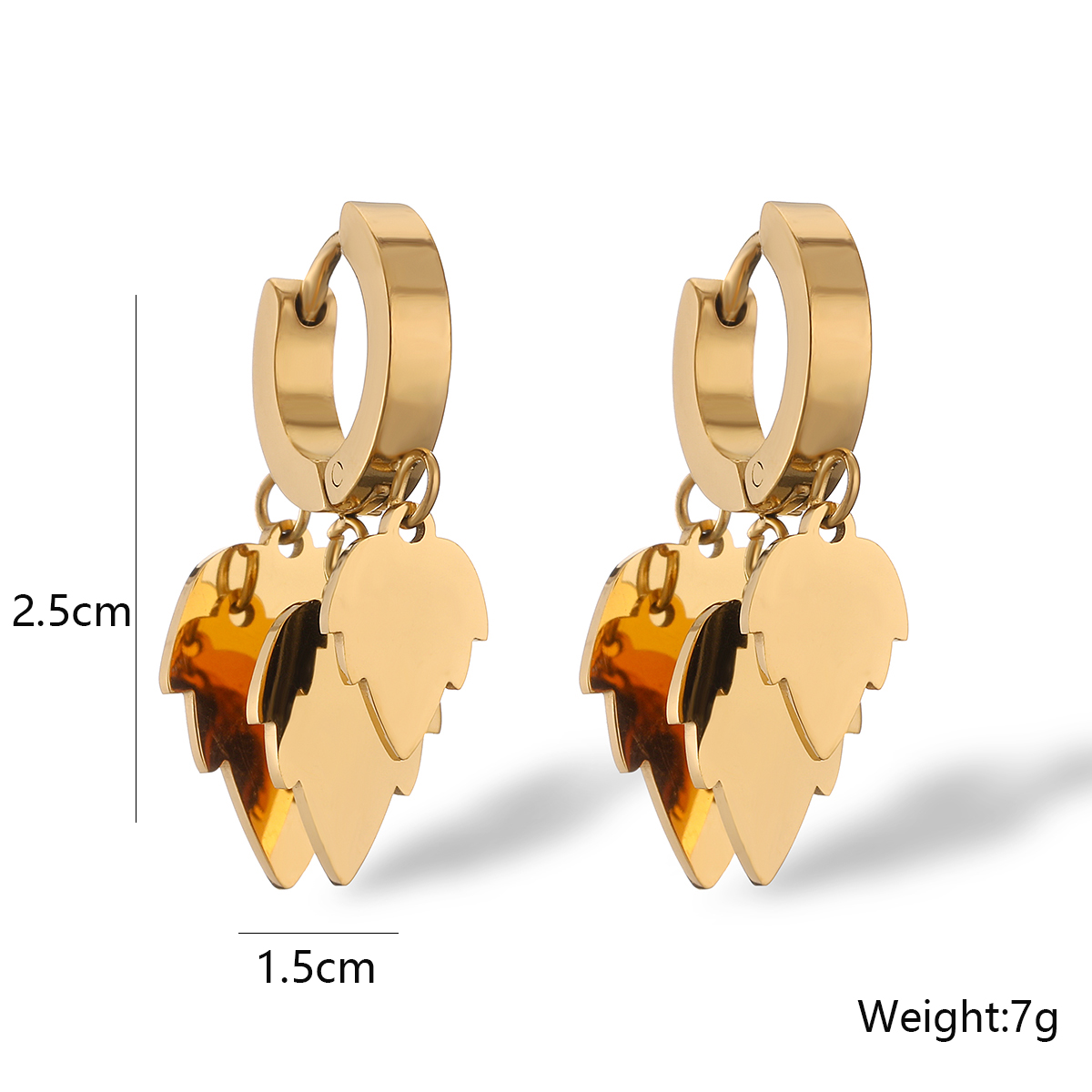 1 Pair IG Style Simple Style Leaf Tree Plating Hollow Out Inlay 304 Stainless Steel Zircon 18K Gold Plated Drop Earrings display picture 3