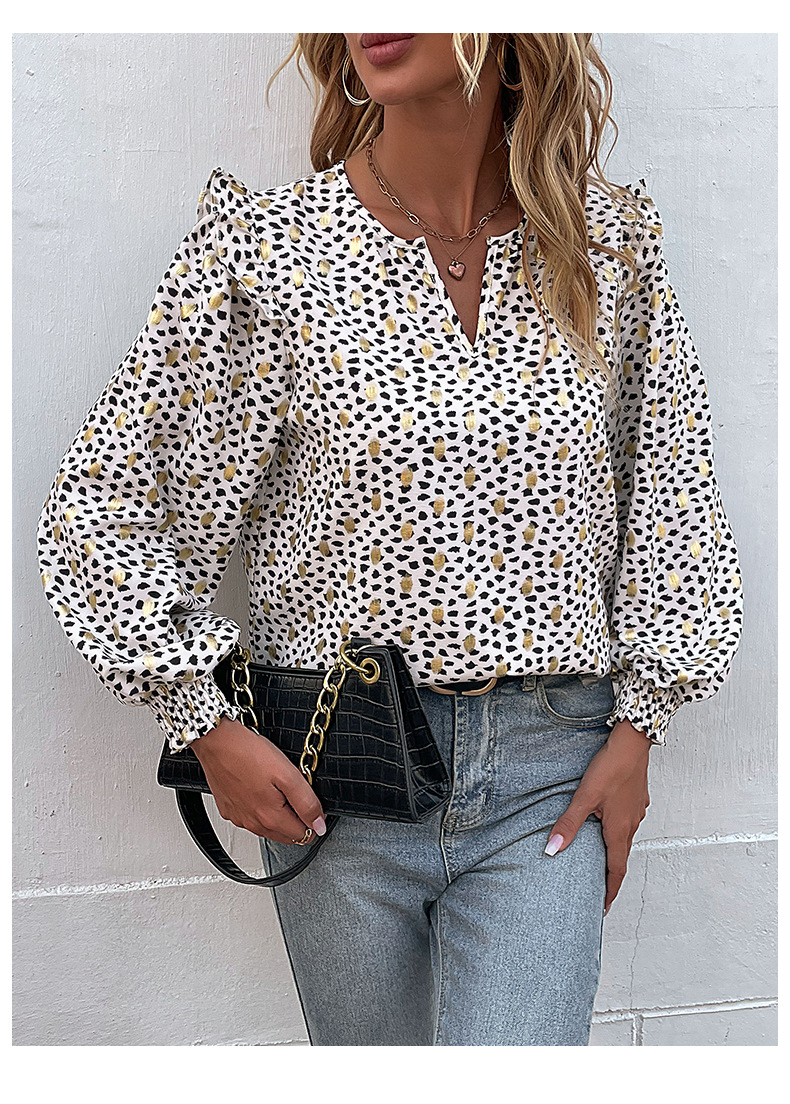 Women's Blouse Long Sleeve Blouses Ruffles Casual Printing display picture 2