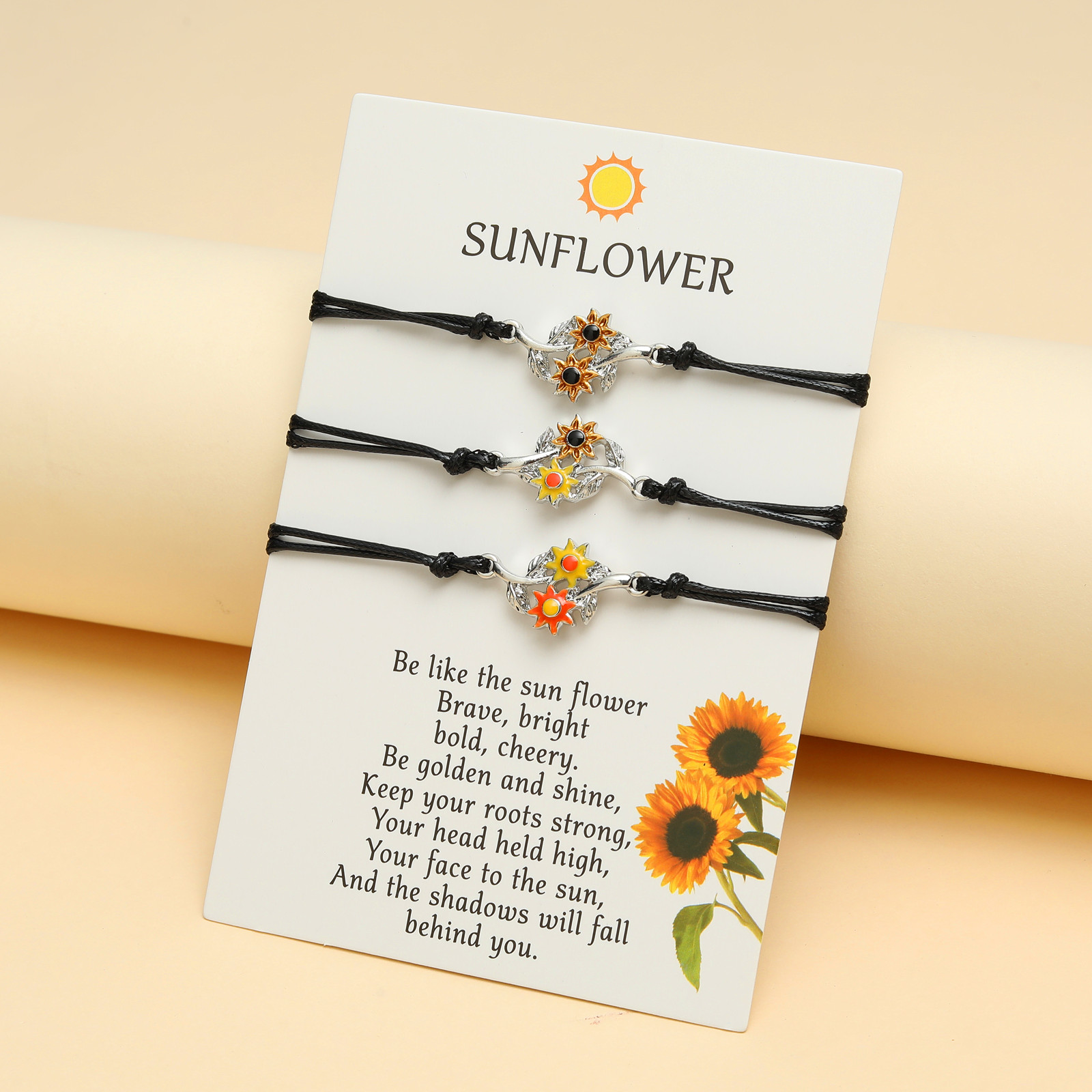Christmas Sweet Pastoral Sunflower Flower Alloy Nylon Enamel Plating Unisex Bracelets display picture 2