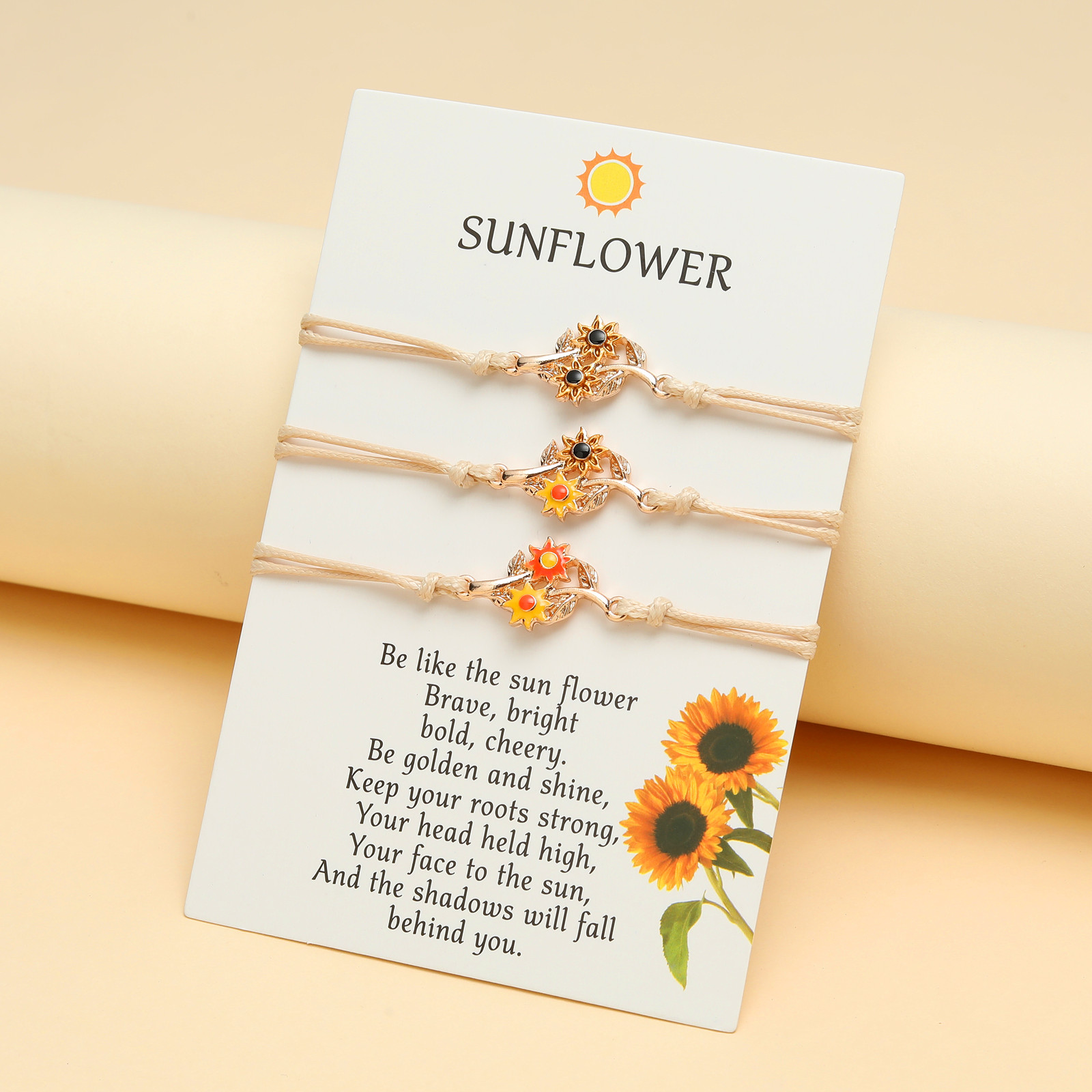 Christmas Sweet Pastoral Sunflower Flower Alloy Nylon Enamel Plating Unisex Bracelets display picture 1