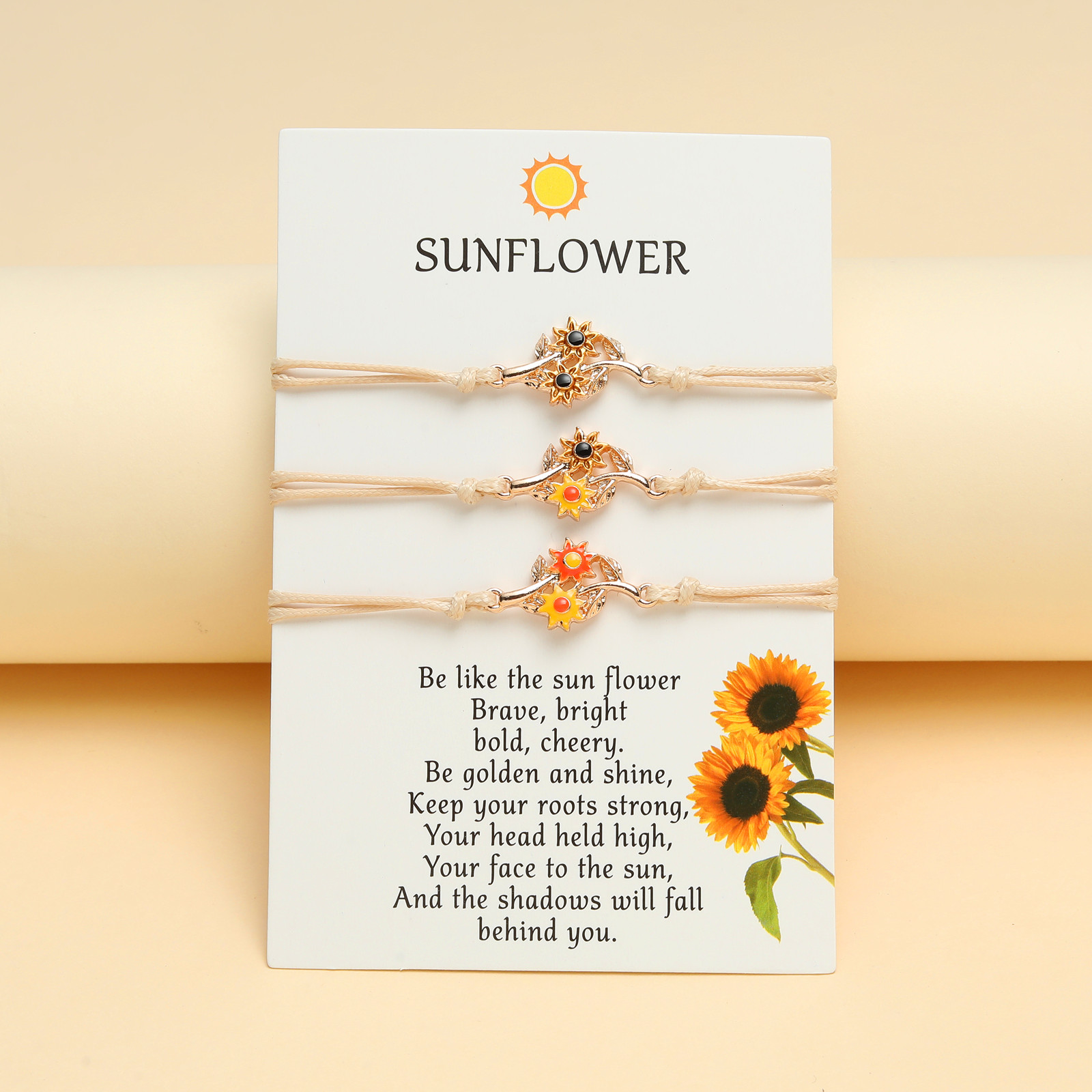Christmas Sweet Pastoral Sunflower Flower Alloy Nylon Enamel Plating Unisex Bracelets display picture 3