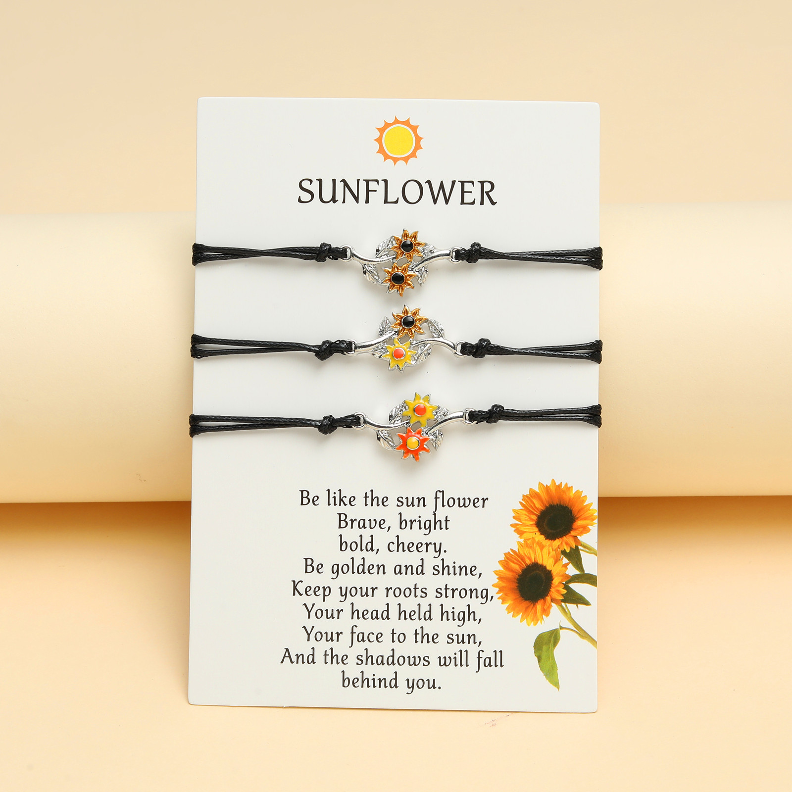 Christmas Sweet Pastoral Sunflower Flower Alloy Nylon Enamel Plating Unisex Bracelets display picture 4