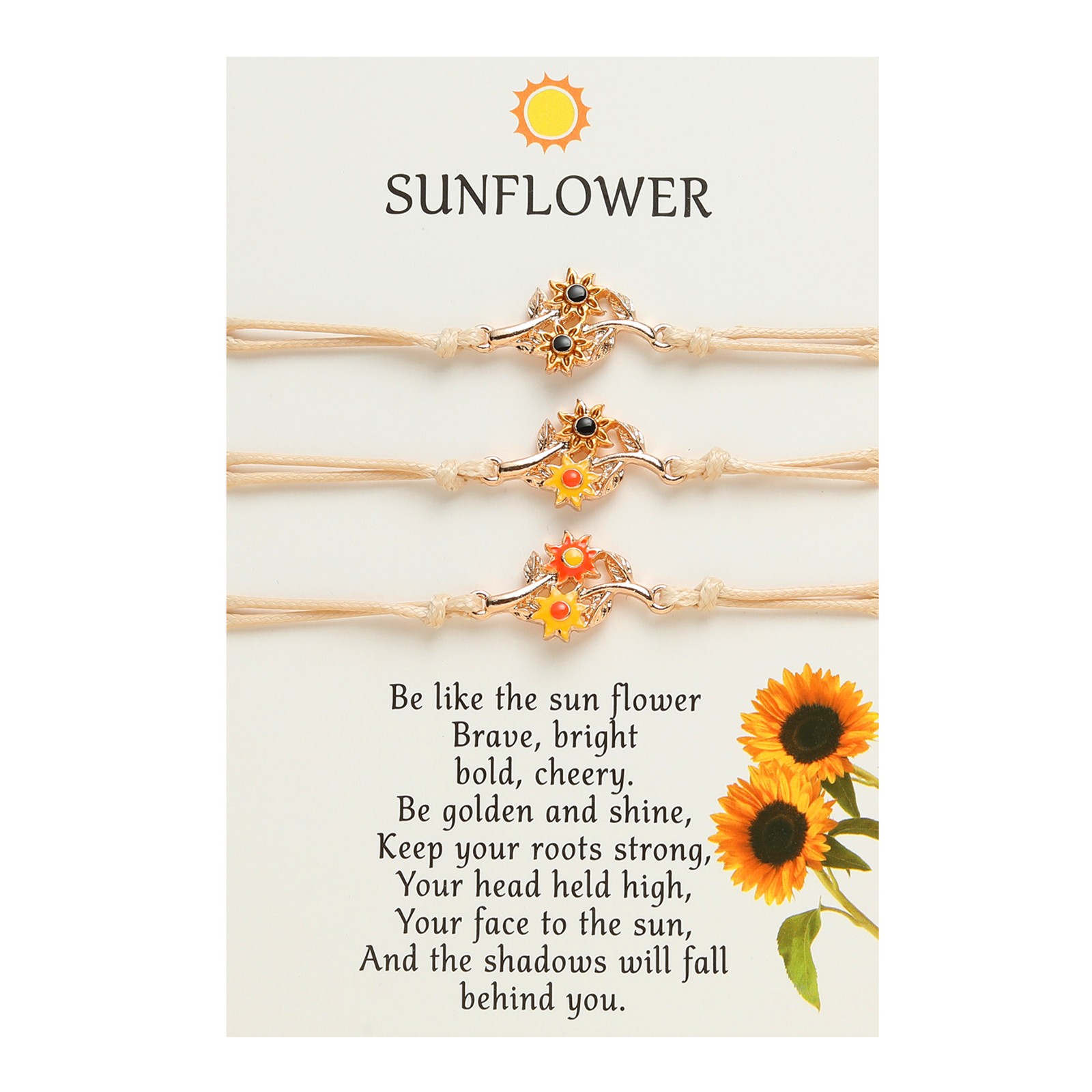 Weihnachten Süss Pastoral Sonnenblume Blume Legierung Nylon Emaille Überzug Unisex Armbänder display picture 10