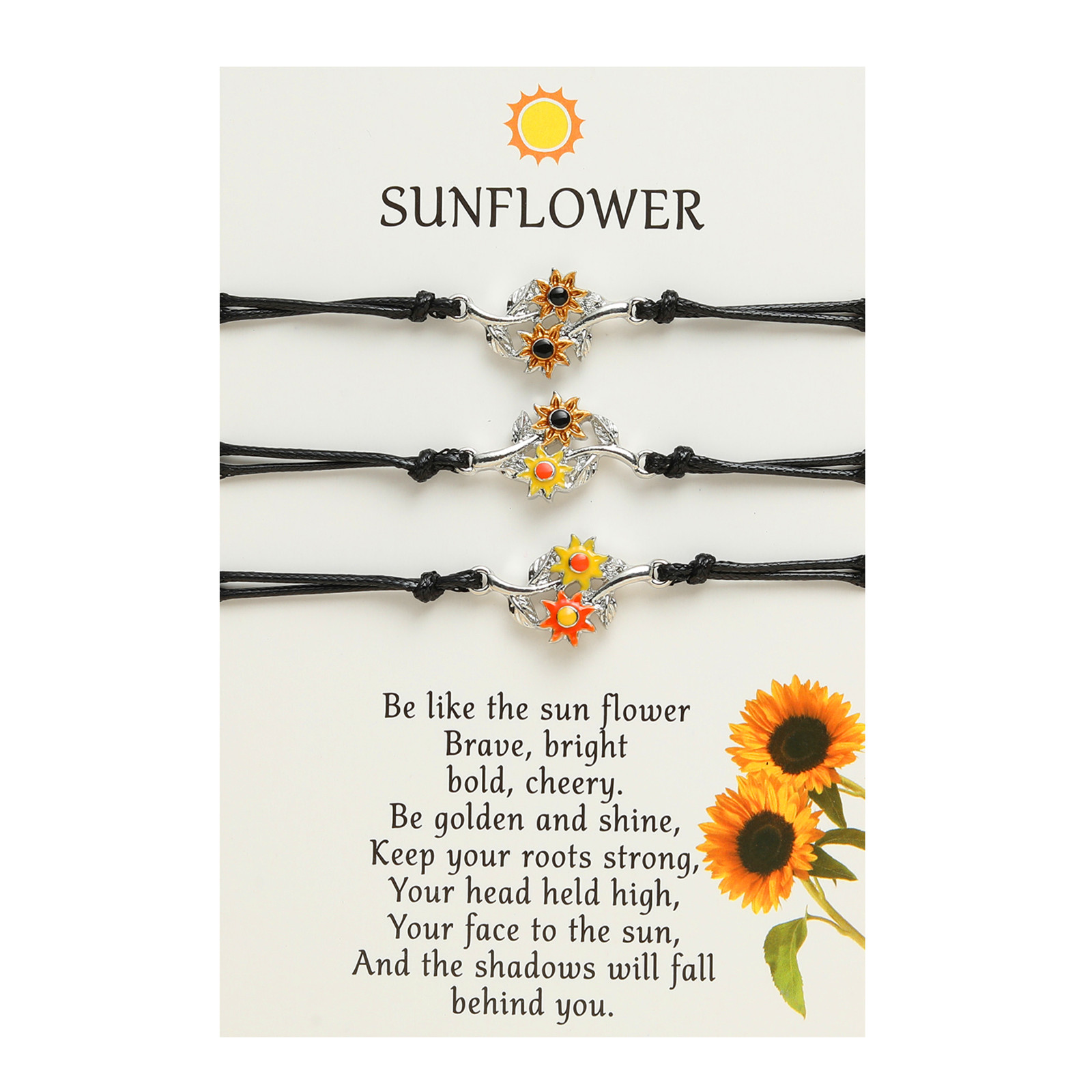 Weihnachten Süss Pastoral Sonnenblume Blume Legierung Nylon Emaille Überzug Unisex Armbänder display picture 9