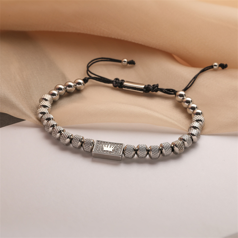 Ig-stil Einfacher Stil Runden Krone Kupfer Perlen Inlay Zirkon Armbänder display picture 4