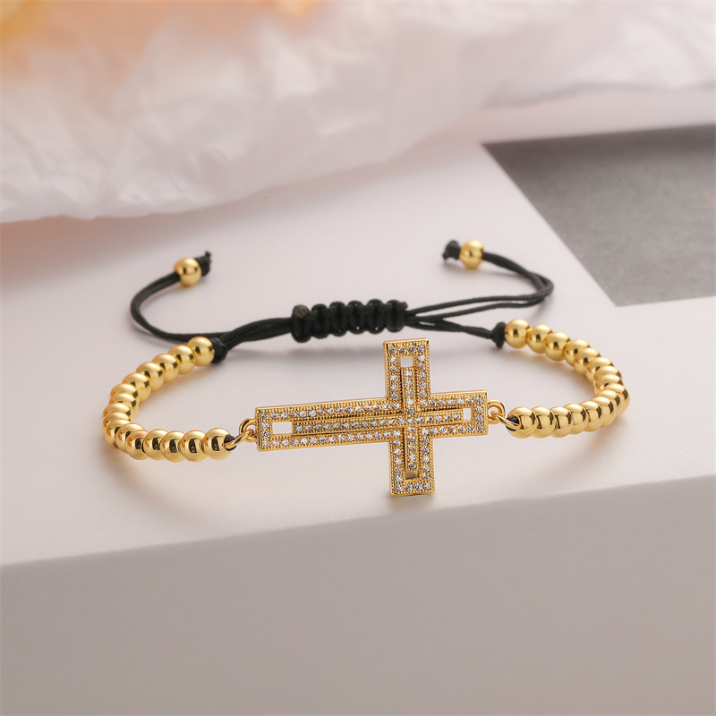 Ig Style Simple Style Cross Copper Beaded Plating Inlay Zircon Bracelets display picture 2