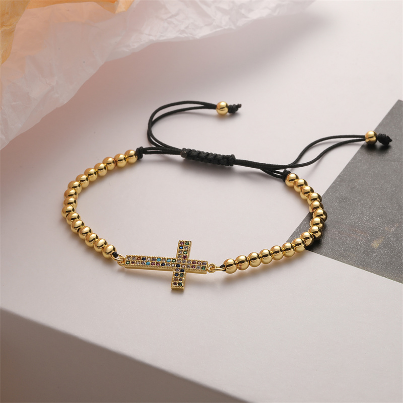 Ig Style Simple Style Cross Copper Beaded Plating Inlay Zircon Bracelets display picture 4