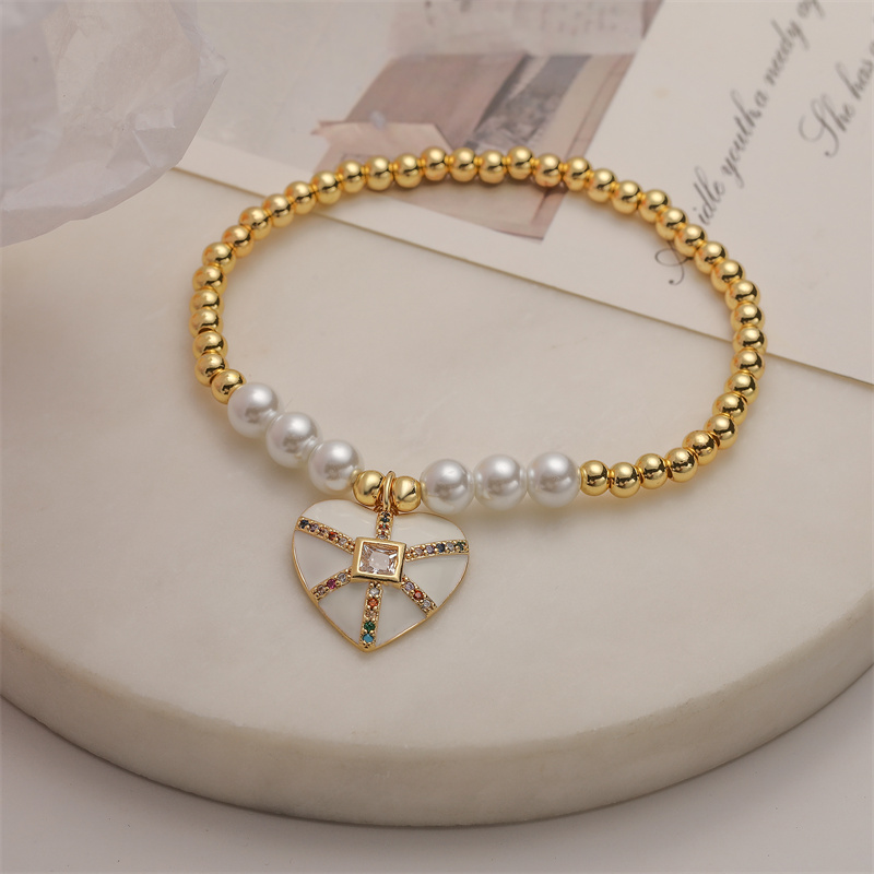 Ig Style Simple Style Heart Shape Eye Umbrella Copper Beaded Enamel Inlay Zircon Bracelets display picture 4