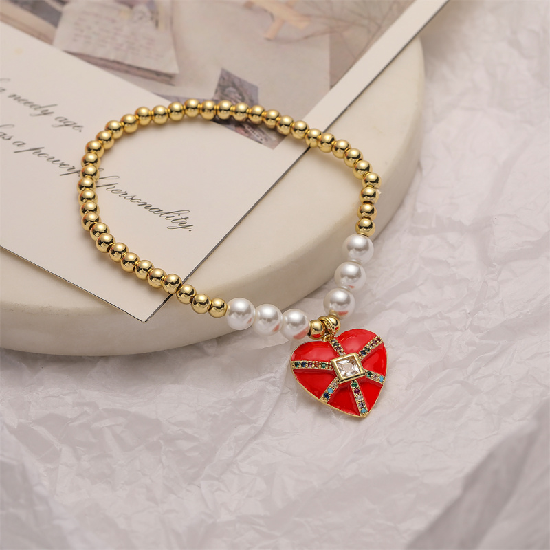 Ig Style Simple Style Heart Shape Eye Umbrella Copper Beaded Enamel Inlay Zircon Bracelets display picture 7