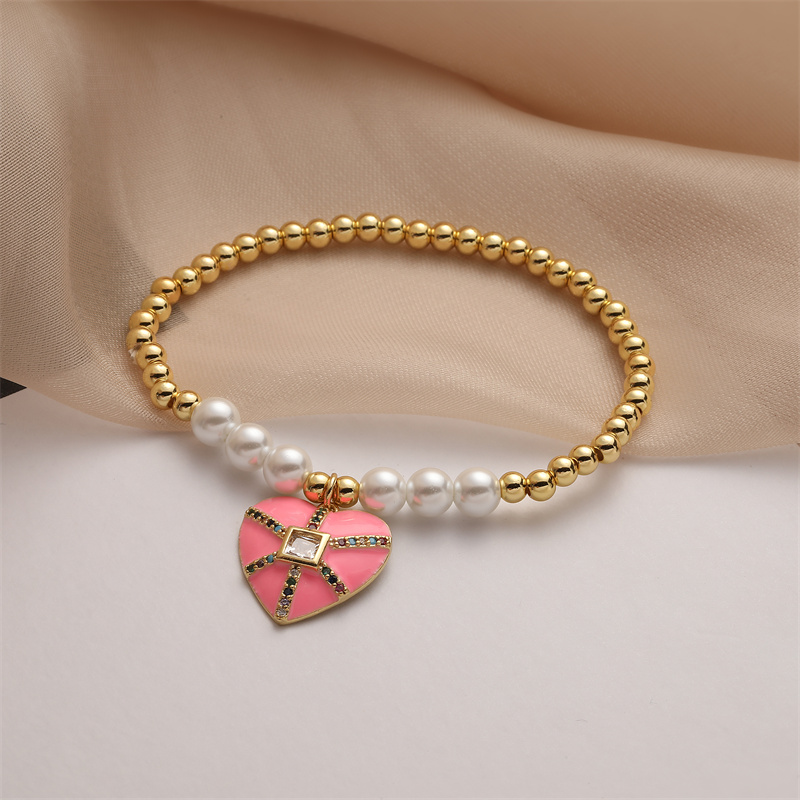 Ig Style Simple Style Heart Shape Eye Umbrella Copper Beaded Enamel Inlay Zircon Bracelets display picture 5