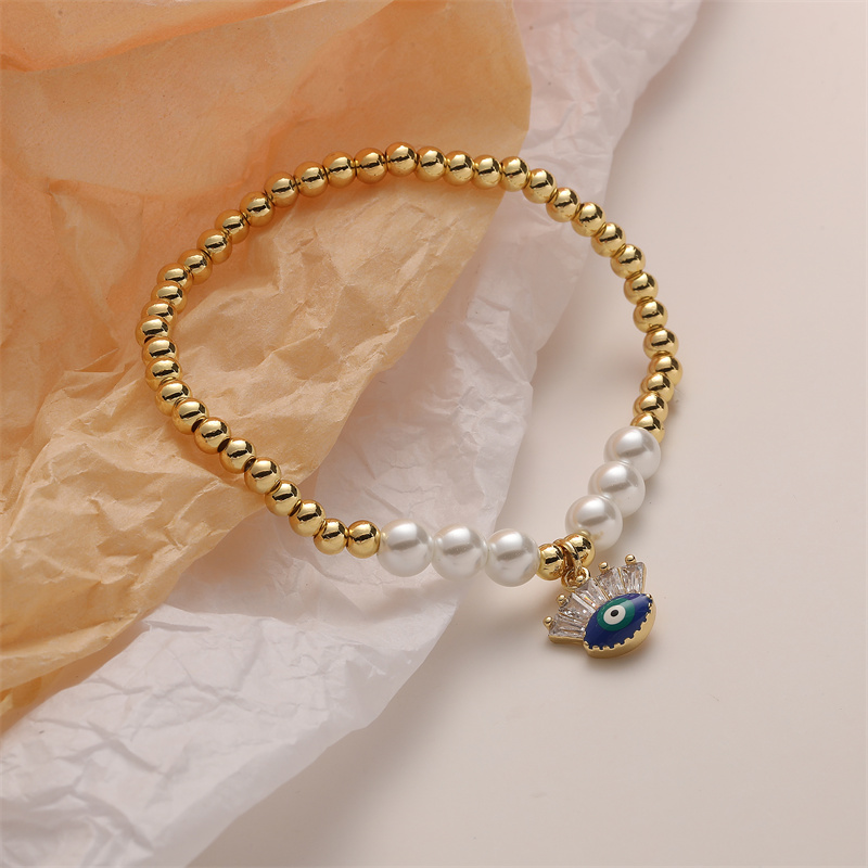 Ig-stil Einfacher Stil Herzform Auge Regenschirm Kupfer Perlen Emaille Inlay Zirkon Armbänder display picture 3