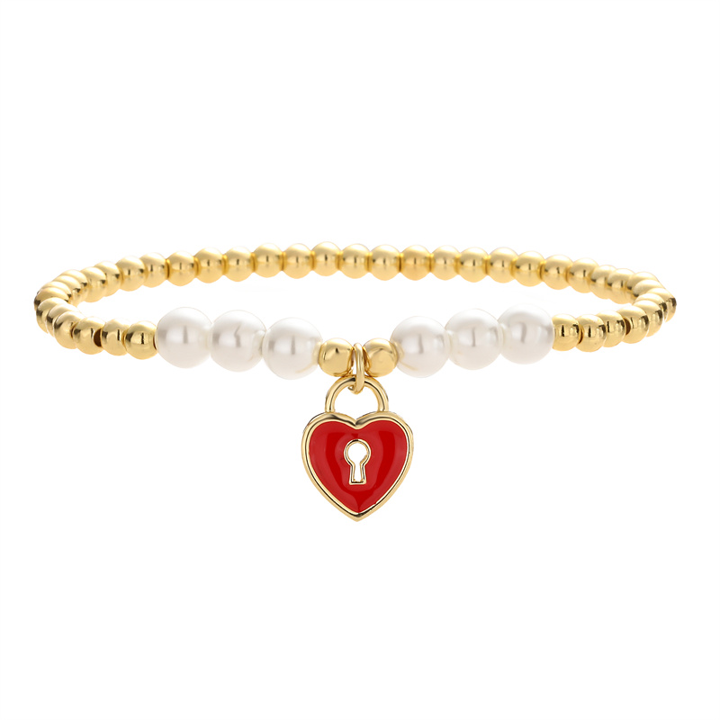 Ig Style Simple Style Letter Heart Shape Copper Beaded Inlay Zircon Bracelets display picture 6