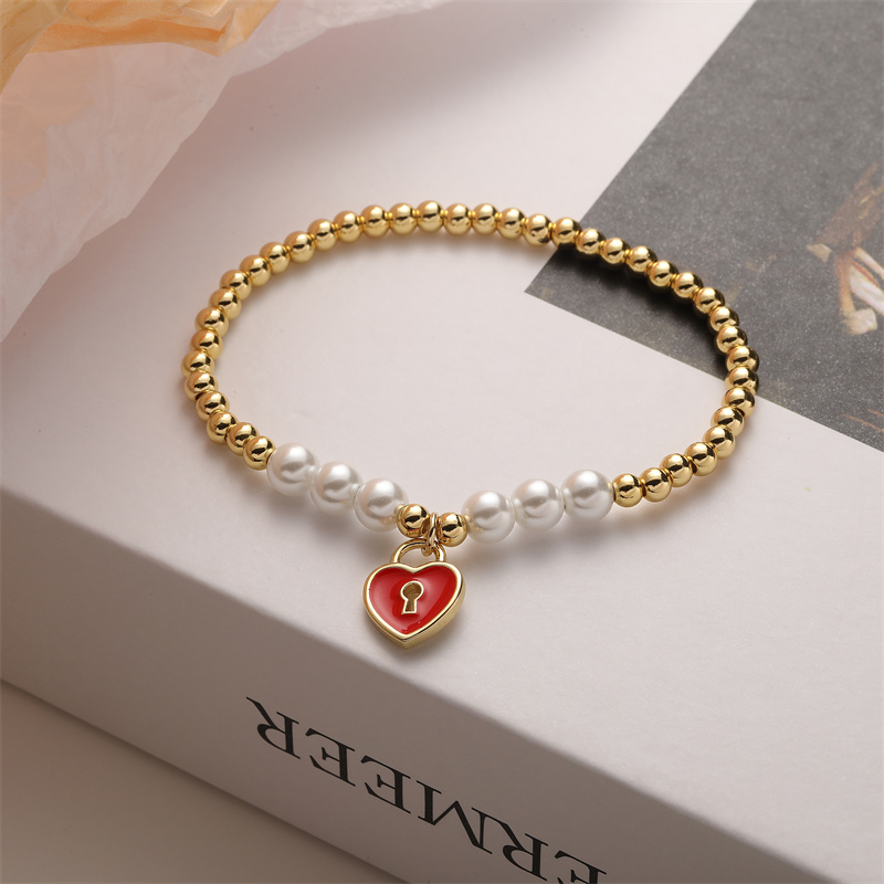 Ig Style Simple Style Letter Heart Shape Copper Beaded Inlay Zircon Bracelets display picture 4