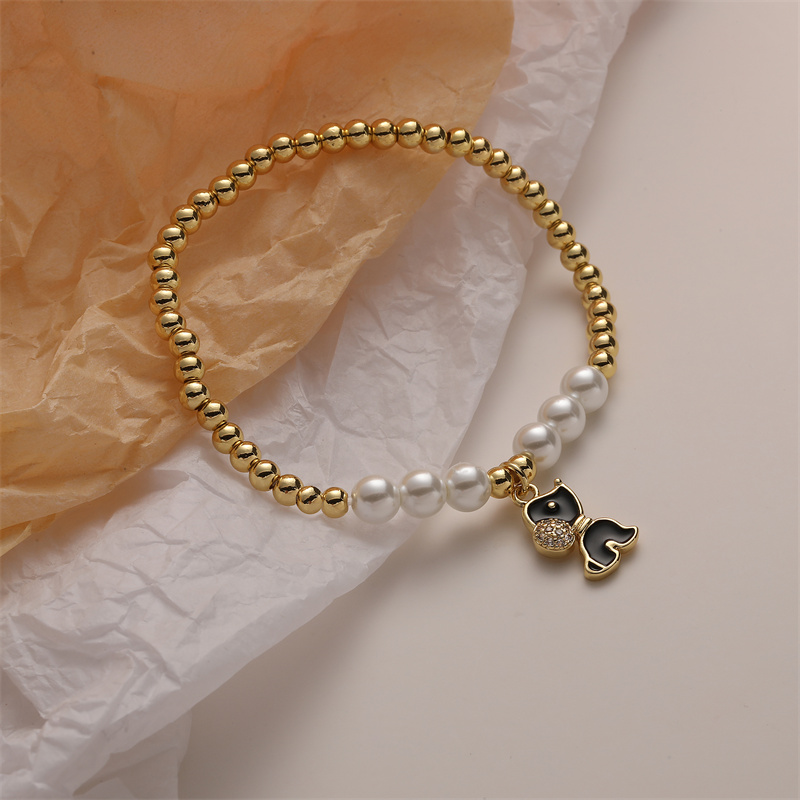 Ig Style Simple Style Human Dog Heart Shape Copper Beaded Inlay Zircon Bracelets display picture 1