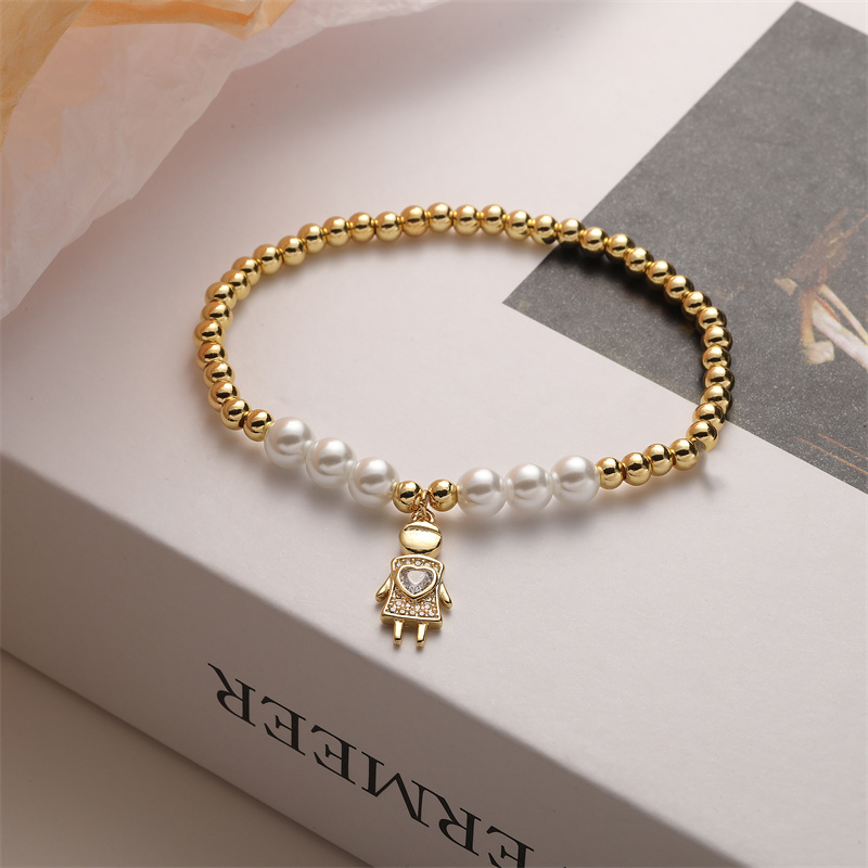Ig Style Simple Style Human Dog Heart Shape Copper Beaded Inlay Zircon Bracelets display picture 3