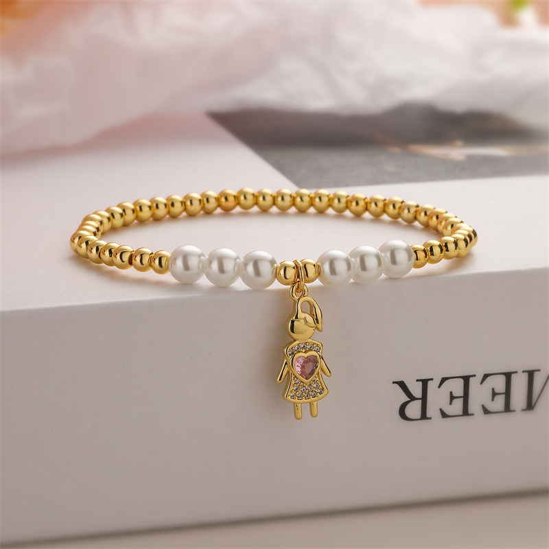 Ig Style Simple Style Human Dog Heart Shape Copper Beaded Inlay Zircon Bracelets display picture 2