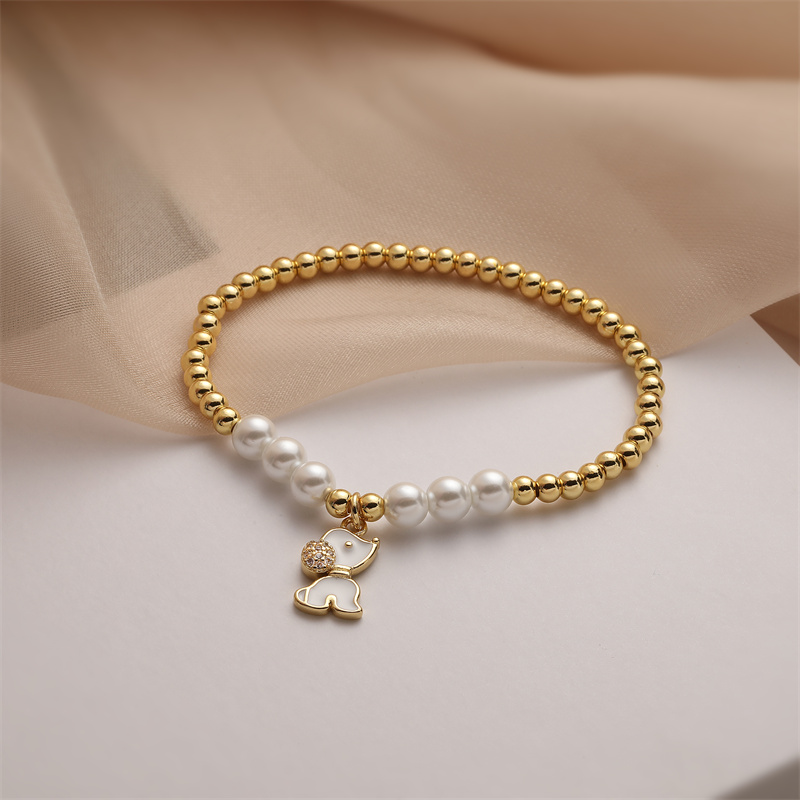 Ig Style Simple Style Human Dog Heart Shape Copper Beaded Inlay Zircon Bracelets display picture 4