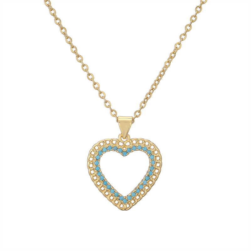 Ig Style Simple Style Heart Shape Copper Plating Inlay Zircon Gold Plated Pendant Necklace display picture 13