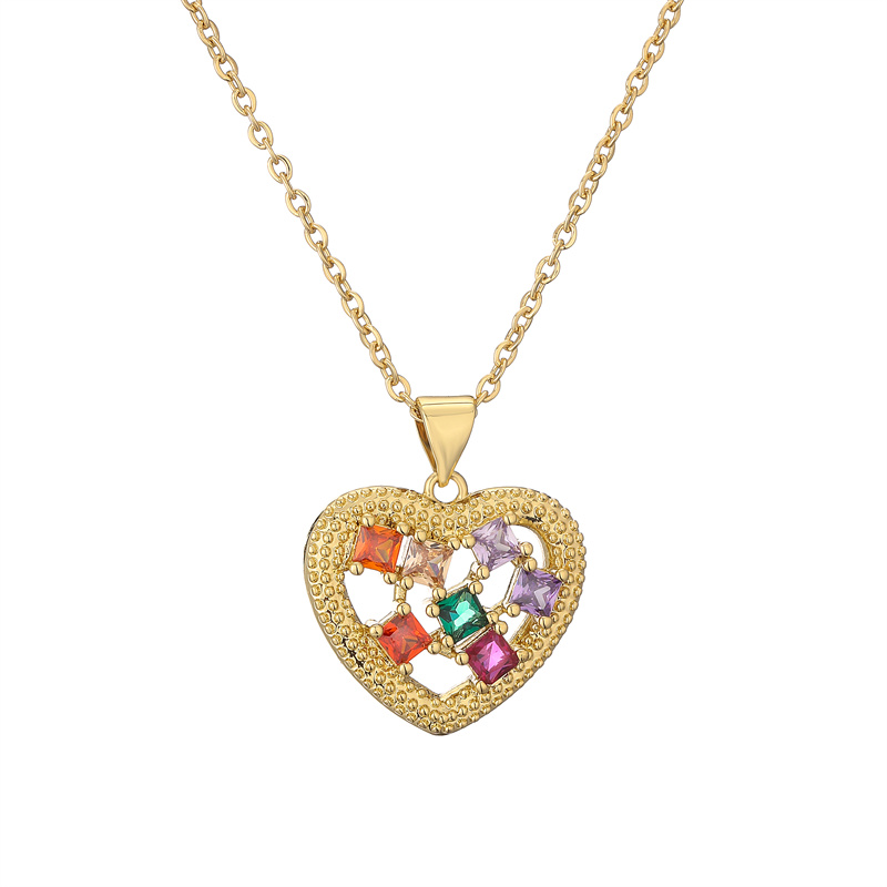 Ig Style Simple Style Heart Shape Copper Plating Inlay Zircon Gold Plated Pendant Necklace display picture 11