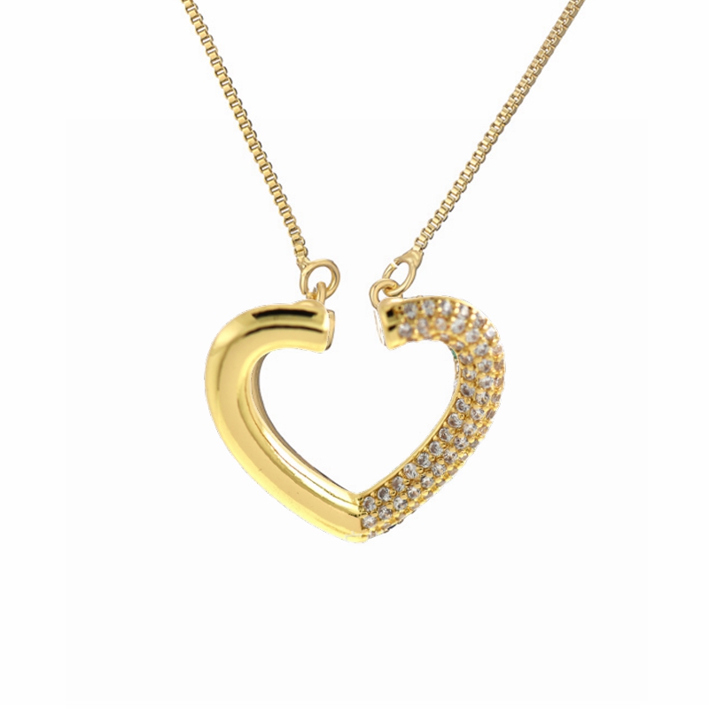 Ig Style Simple Style Heart Shape Copper Plating Inlay Zircon Gold Plated Pendant Necklace display picture 10