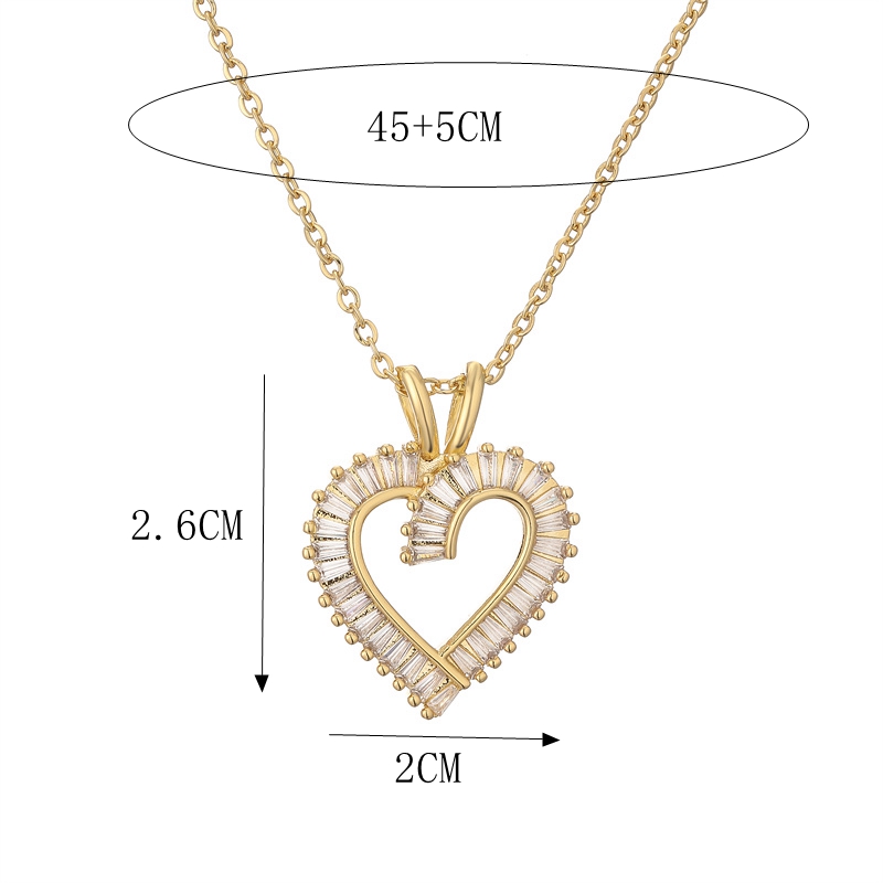 Ig Style Simple Style Heart Shape Copper Plating Inlay Zircon Gold Plated Pendant Necklace display picture 1