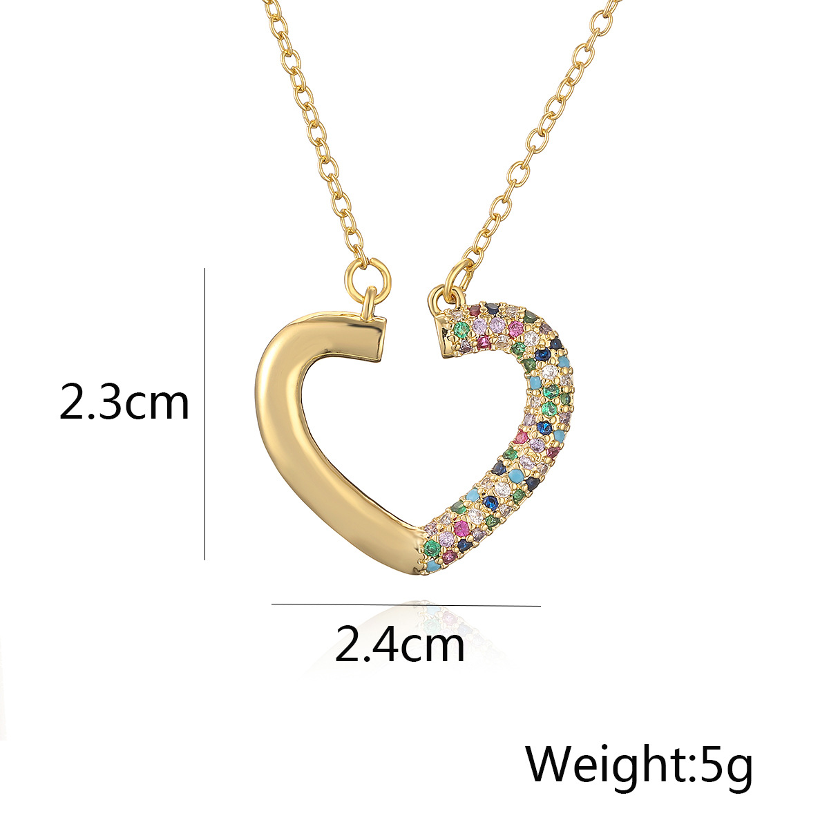Ig Style Simple Style Heart Shape Copper Plating Inlay Zircon Gold Plated Pendant Necklace display picture 2