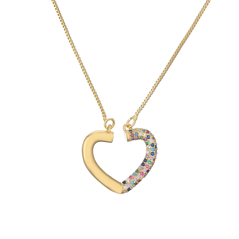 Ig Style Simple Style Heart Shape Copper Plating Inlay Zircon Gold Plated Pendant Necklace display picture 17