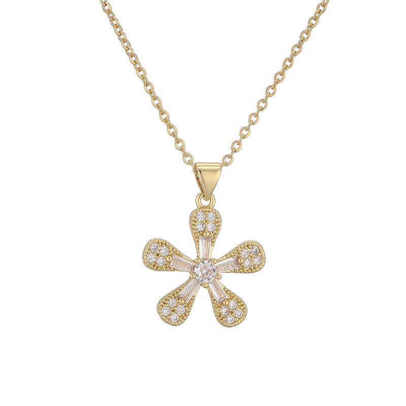 Ig Style Simple Style Cross Heart Shape Copper Plating Inlay Zircon Gold Plated Pendant Necklace display picture 10