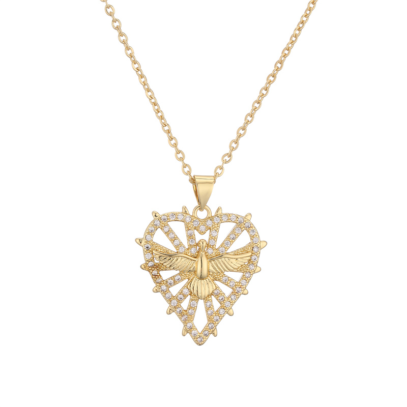 Ig Style Simple Style Cross Heart Shape Copper Plating Inlay Zircon Gold Plated Pendant Necklace display picture 14
