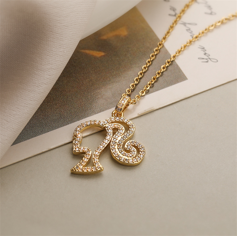 Ig Style Simple Style Cross Heart Shape Copper Plating Inlay Zircon Gold Plated Pendant Necklace display picture 8