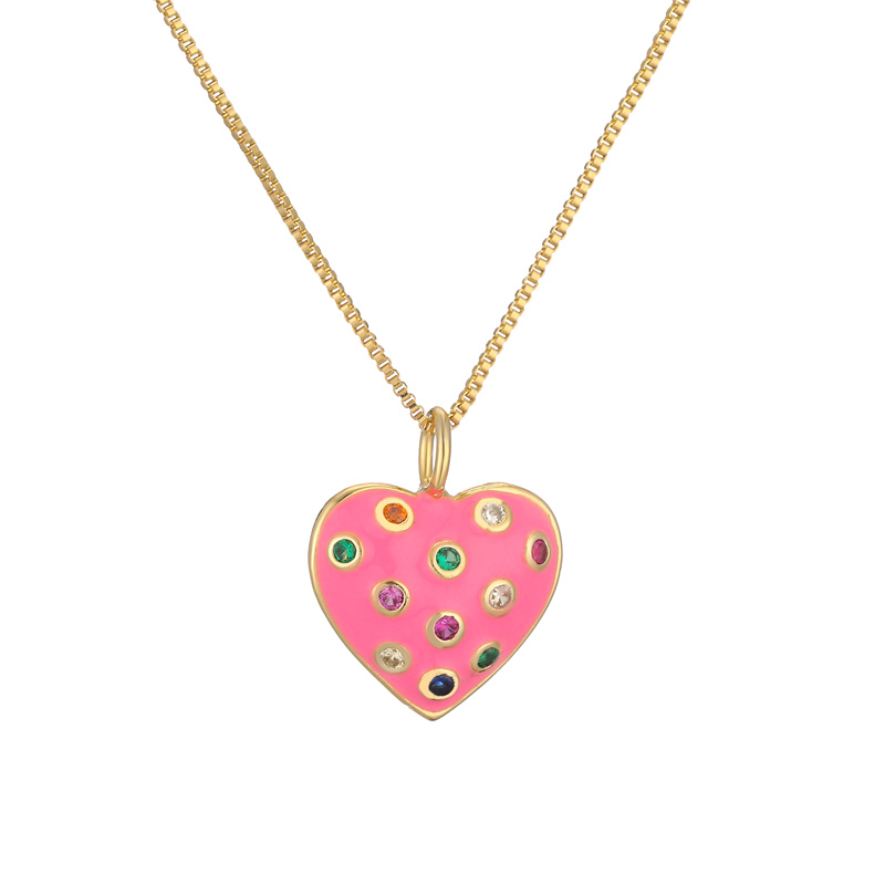 Ig Style Simple Style Heart Shape Copper Gold Plated Zircon Pendant Necklace In Bulk display picture 12